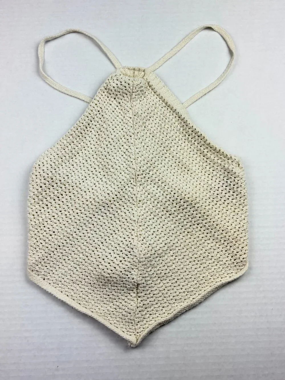 Free People Beach Off White Crochet Handkerchief Open Back Top Size Small Boho
